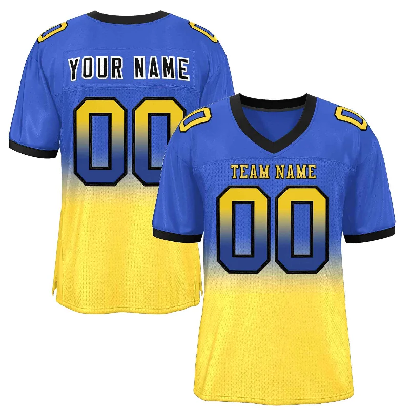 Football Jersey for Performance and Style-Custom Royal Gold-Black Gradient Fashion Outdoor Authentic Football Jersey