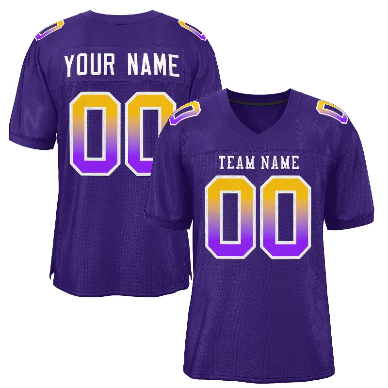 Football Jersey with Stretch Panels for Flexibility-Custom Purple White-Purple Gradient Fashion Outdoor Authentic Football Jersey