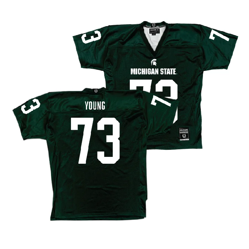 Football Jersey for Breathable and Soft Fit-Green MSU Football Jersey  - Rustin Young