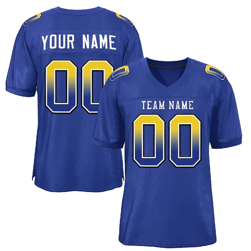 Football Jersey with Quick-Dry Technology-Custom Royal White-Royal Gradient Fashion Outdoor Authentic Football Jersey