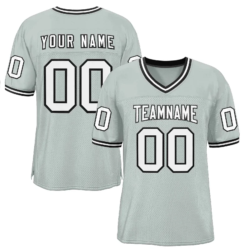 Football Jersey for Breathable Performance on the Field-Custom Silver White-Black Classic Style Authentic Football Jersey