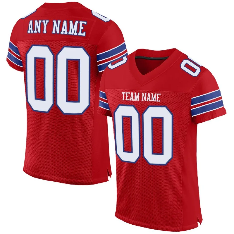 Football Jersey for Maximum Comfort During Quick Movements-Custom Red White-Royal Classic Style Mesh Authentic Football Jersey