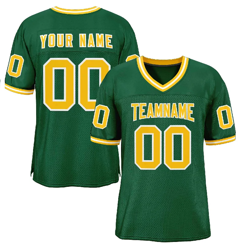 Football Jersey with Enhanced Breathability-Custom Green Gold-White Classic Style Authentic Football Jersey