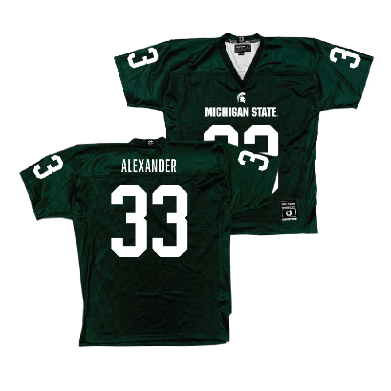 Football Jersey for Smooth Fit and Quick Movement-Green MSU Football Jersey - Aaron Alexander