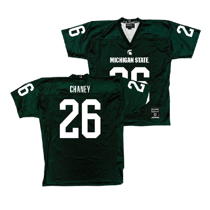 Football Jersey with Extra Stretch for Comfort and Fit-Green MSU Football Jersey  - Stone Chaney