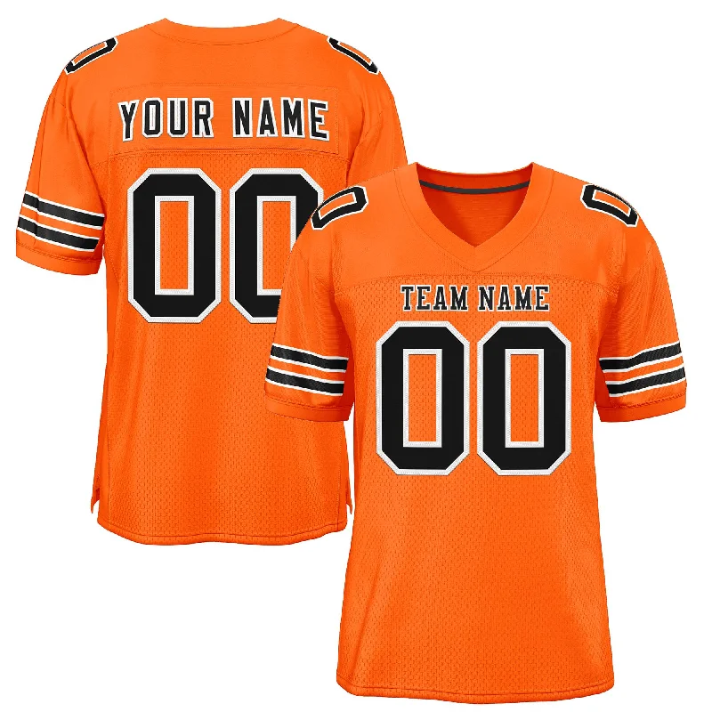 Football Jersey for Flexible Play During Intense Games-Custom Orange Black-White Classic Style Mesh Authentic Football Jersey