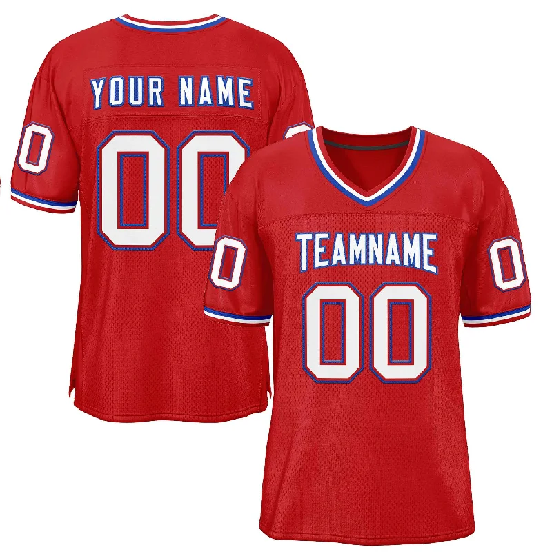 Football Jersey for Comfortable and Practical Design-Custom Red White-Royal Classic Style Authentic Football Jersey