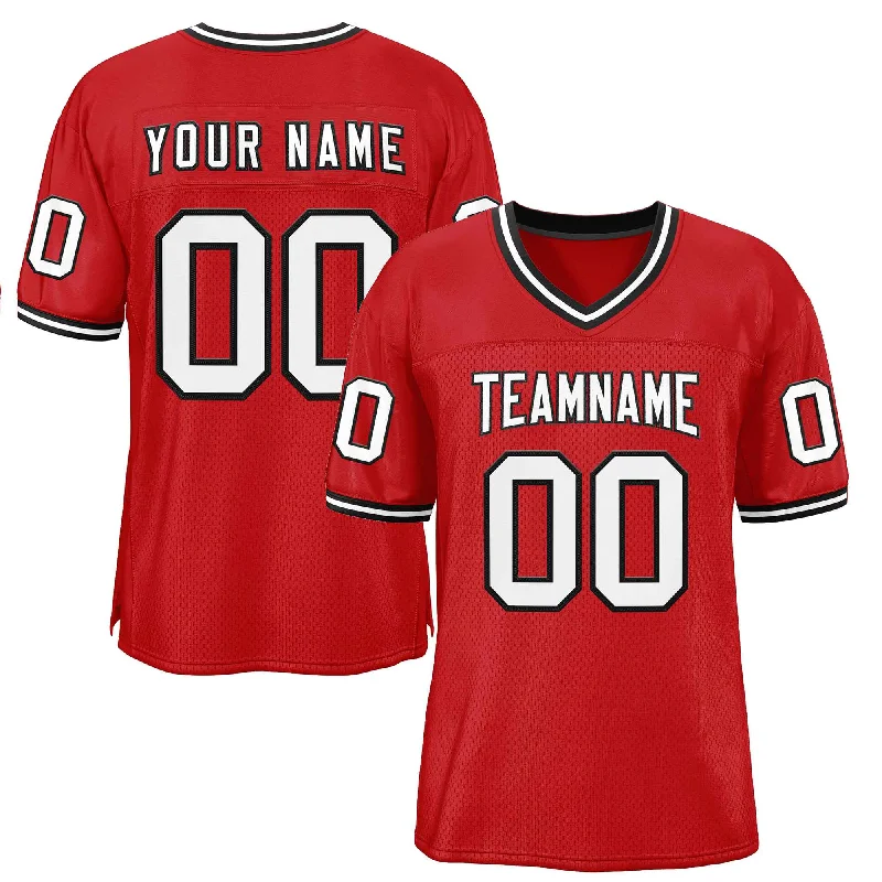 Football Jersey for Comfortable, Soft Fabric on the Field-Custom Red White-Black Classic Style Authentic Football Jersey