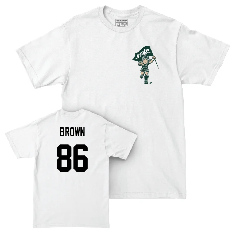 Football Jersey with Sweat-Wicking and Quick-Dry Features-Football White Sparty Comfort Colors Tee  - Jaylan Brown