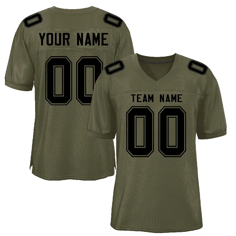 Football Jersey for Breathable, Lightweight Fabric-Custom Olive Classic Style Mesh Authentic Football Jersey