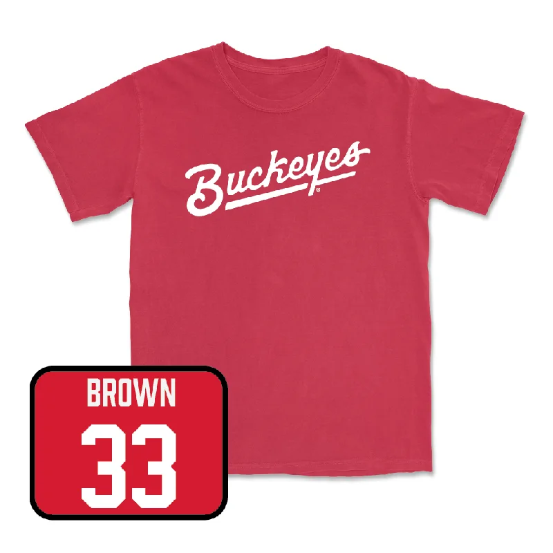 Football Jersey for Pro-Level Agility and Speed-Red Football Script Tee - Devin Brown