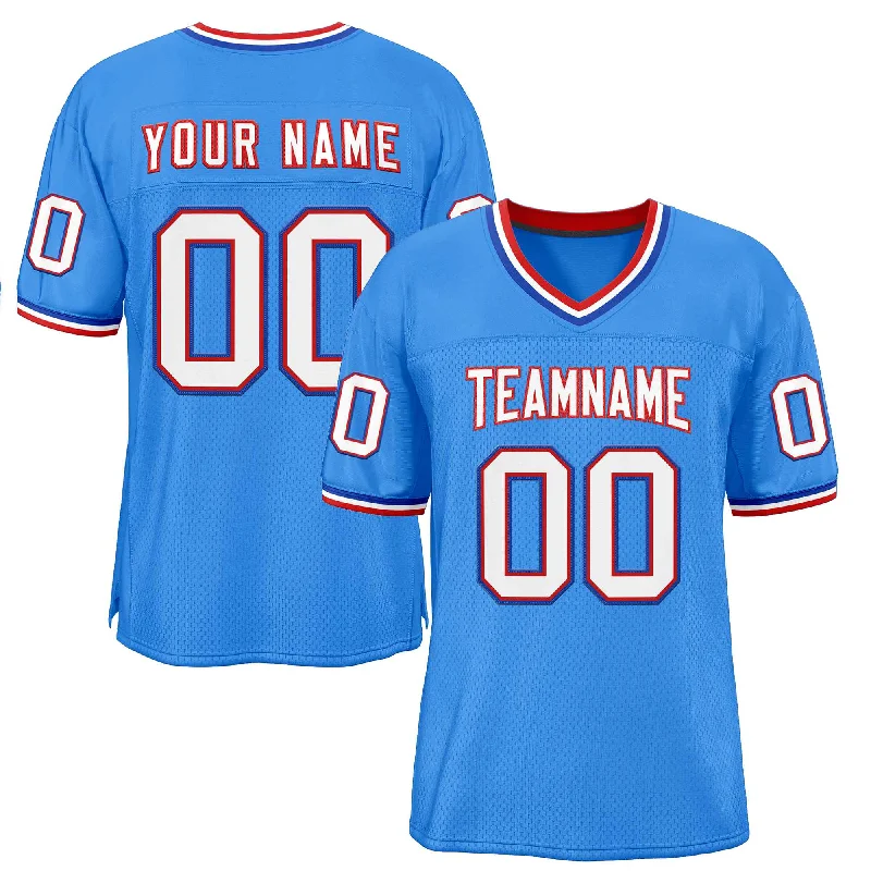 Football Jersey for Fast-Paced Movement and Flexibility-Custom Powder Blue White-Red Classic Style Authentic Football Jersey