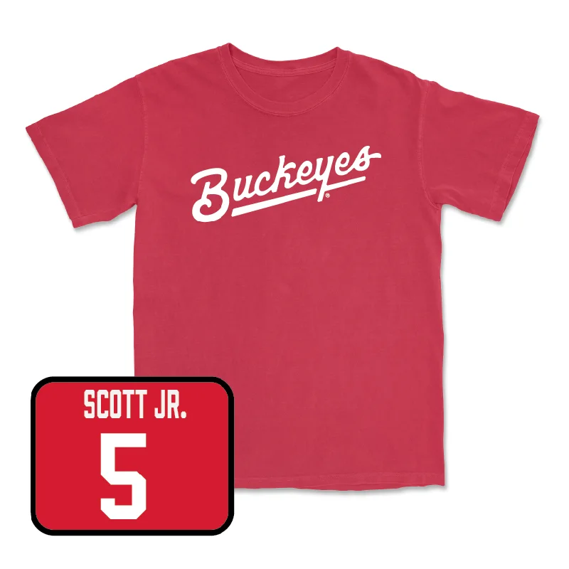 Football Jersey with Reinforced Seams for Durability-Red Football Script Tee  - Aaron Scott Jr.