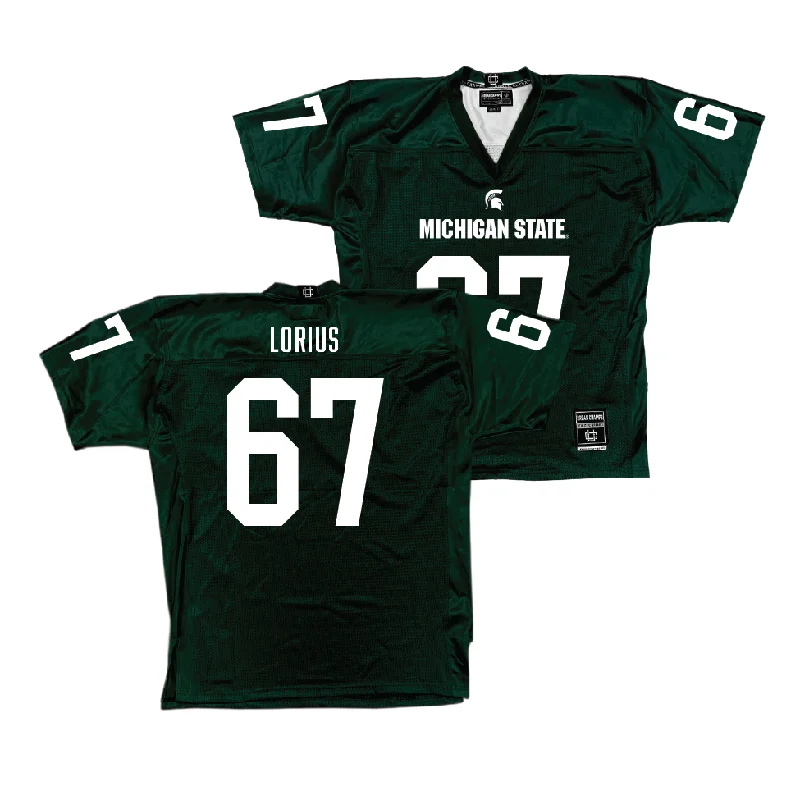 Football Jersey for Customizable Team Uniforms-Green MSU Football Jersey  - Hayden Lorius