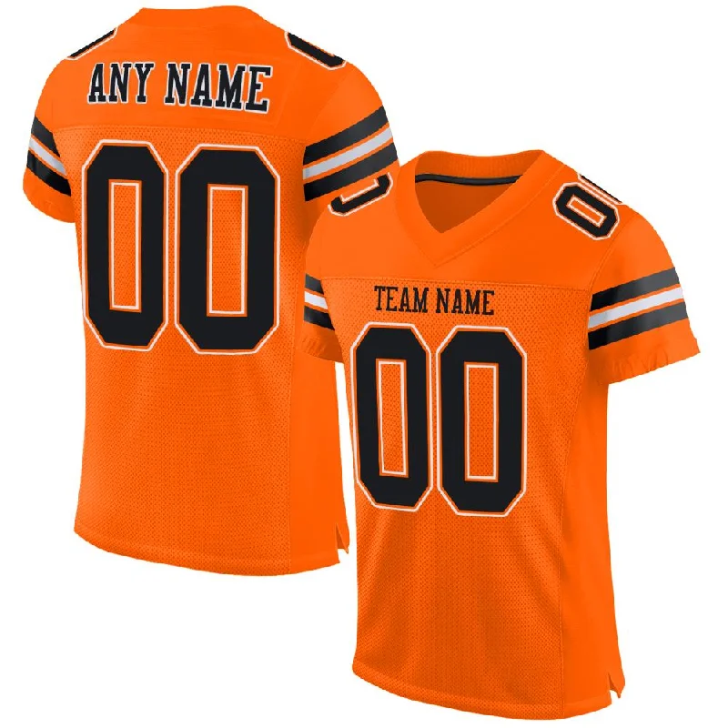 Football Jersey for High-Performance Movements-Custom Orange Black-White Classic Style Mesh Authentic Football Jersey