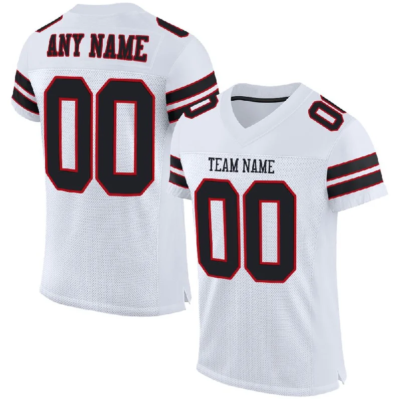 Football Jersey for Performance and Durability-Custom White Black-Red Classic Style Mesh Authentic Football Jersey