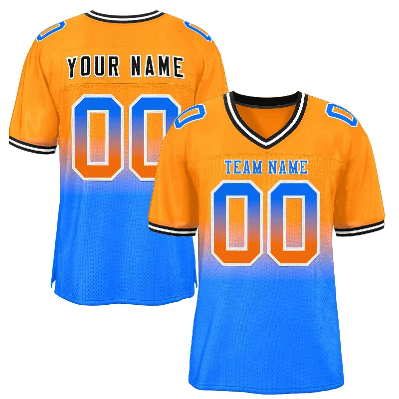 Football Jersey for Professional-Level Performance-Custom Orange Powder Blue-White Gradient Fashion Outdoor Authentic Football Jersey