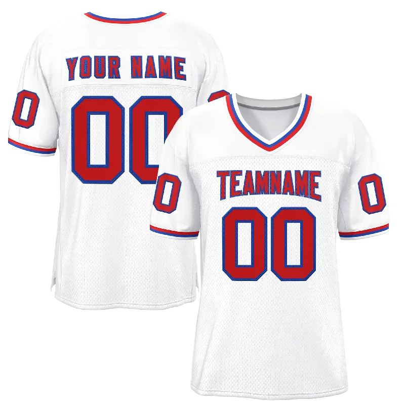 Football Jersey with Stretchable Fit for Maximum Comfort-Custom White Red-Royal Classic Style Authentic Football Jersey