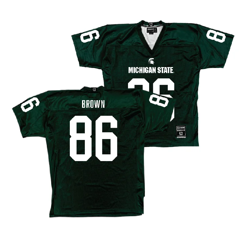 Football Jersey for Full Coverage and Freedom of Movement-Green MSU Football Jersey  - Jaylan Brown