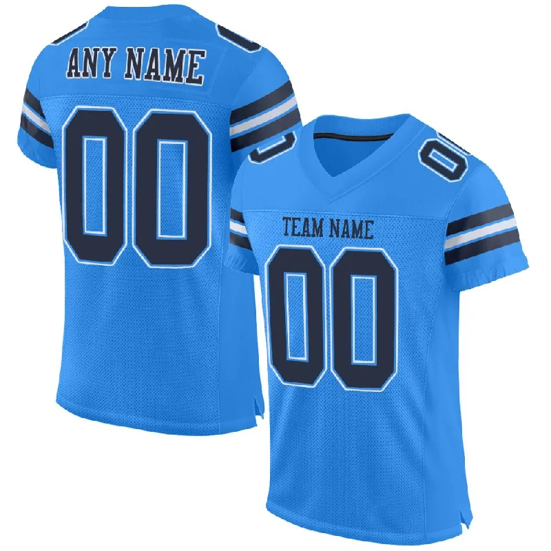 Football Jersey for Professional Players-Custom Powder Blue Navy-White Classic Style Mesh Authentic Football Jersey