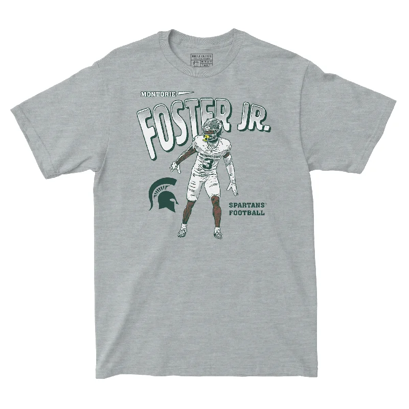 Football Jersey for Professional Quality and Comfort-EXCLUSIVE RELEASE - Montorie Foster Jr. Illustrated Grey Tee