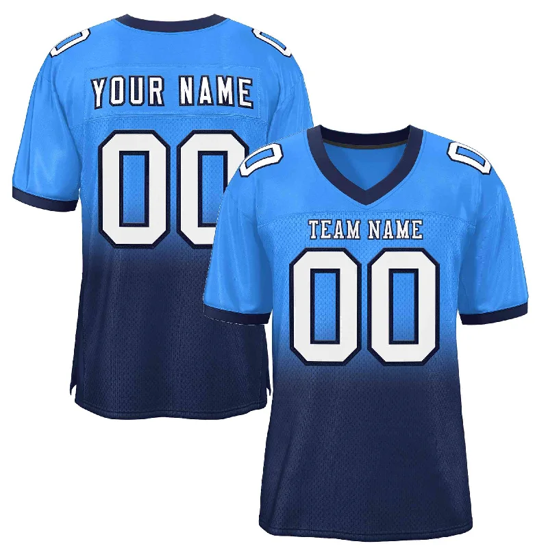 Football Jersey for Breathable Performance on the Field-Custom Powder Blue Navy-White Gradient Fashion Outdoor Authentic Football Jersey