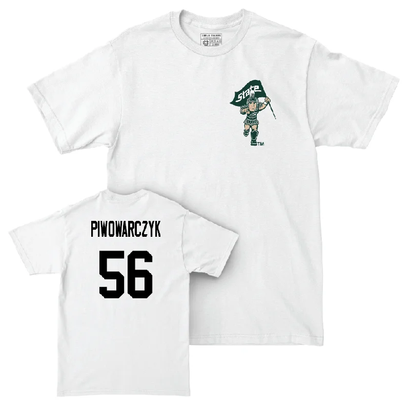 Football Jersey for Custom Names and Numbers-Football White Sparty Comfort Colors Tee  - Christopher Piwowarczyk