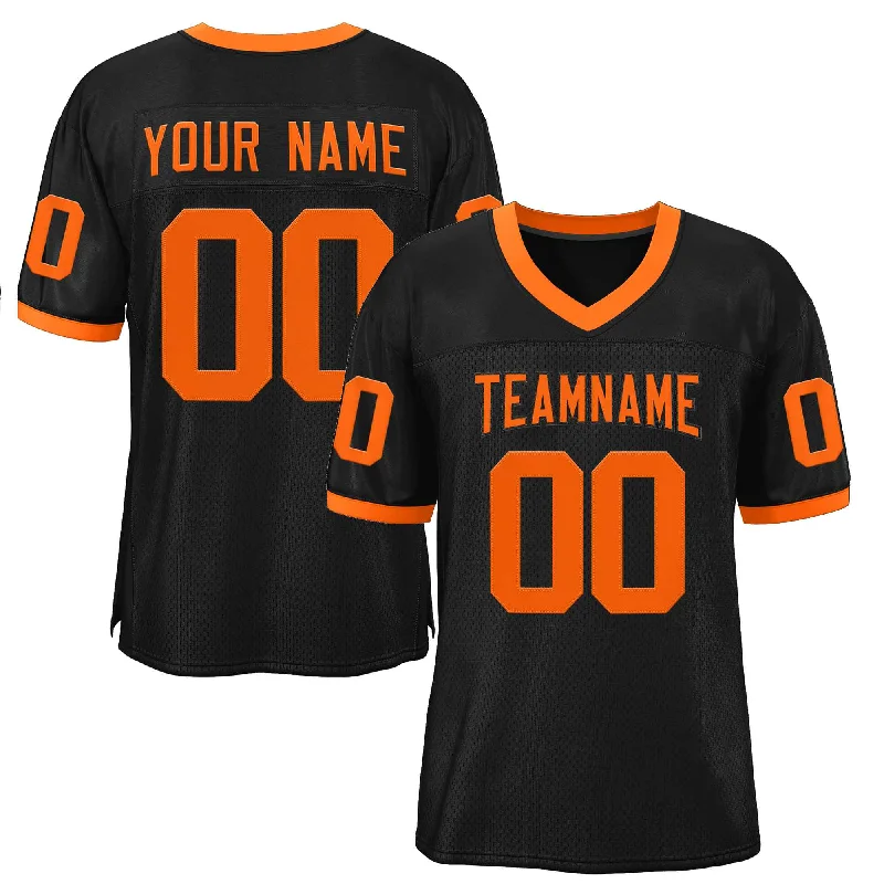 Football Jersey with Soft, Stretchable Fabric for Flexibility-Custom Black Orange-Black Classic Style Authentic Football Jersey