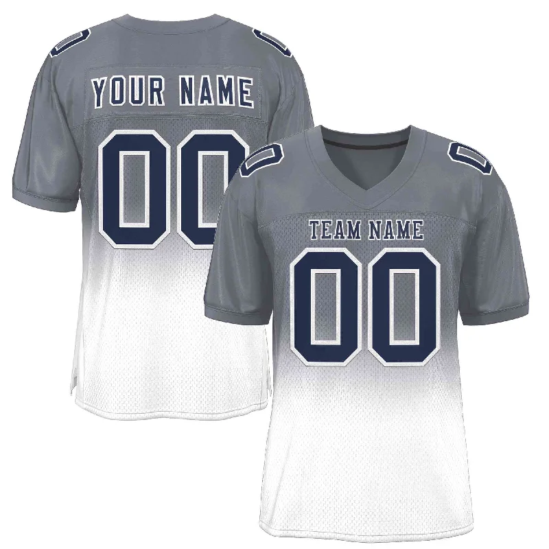 Football Jersey for Long-Lasting Comfort-Custom Gray White-Navy Gradient Fashion Outdoor Authentic Football Jersey