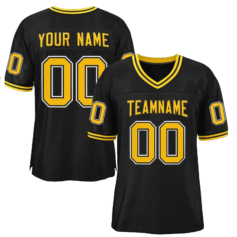 Football Jersey for Smooth Fit and Quick Movement-Custom Black Gold-Black Classic Style Authentic Football Jersey