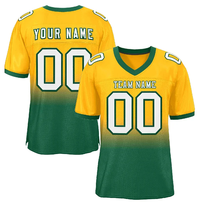 Football Jersey for Flexibility and Full Movement-Custom Yellow Green-White Gradient Fashion Outdoor Authentic Football Jersey