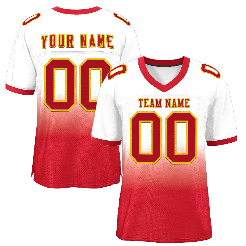 Football Jersey with Soft, Moisture-Wicking Fabric-Custom White Red-Gold Gradient Fashion Outdoor Authentic Football Jersey