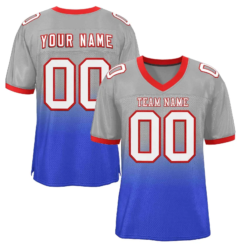 Football Jersey for Comfortable and Stylish Look-Custom Gray Royal White-Red Gradient Fashion Outdoor Authentic Football Jersey