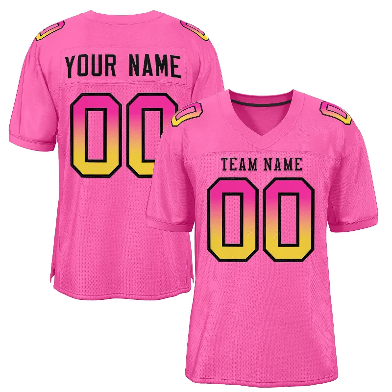 Football Jersey for All-Season Comfort-Custom Pink Black-Pink Gradient Fashion Outdoor Authentic Football Jersey