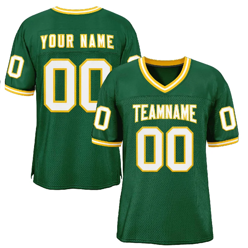 Football Jersey for Comfortable Wear and Agility-Custom Green White-Gold Classic Style Authentic Football Jersey