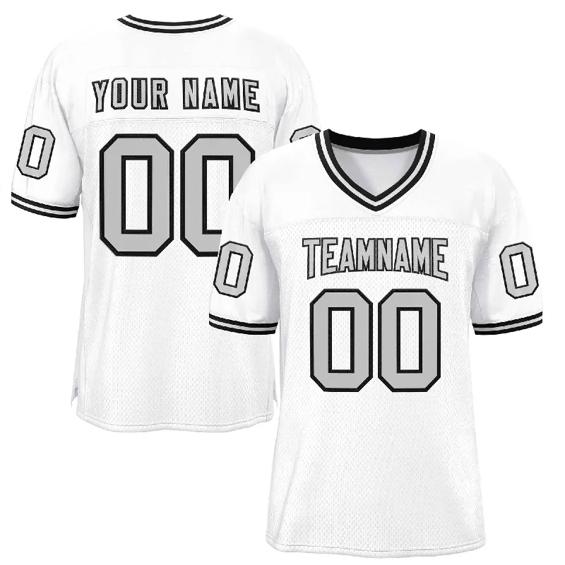 Football Jersey for Fast-Drying and Lightweight Performance-Custom White Gray-Black Classic Style Authentic Football Jersey