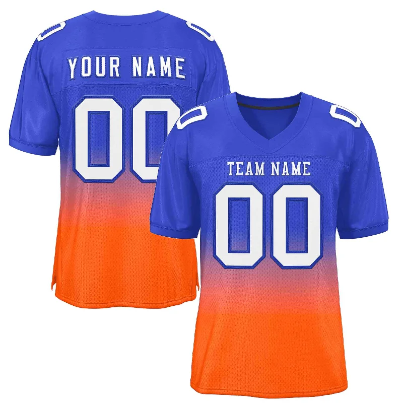 Football Jersey for Youth and Adult Players-Custom Royal Orange-White Gradient Fashion Outdoor Authentic Football Jersey