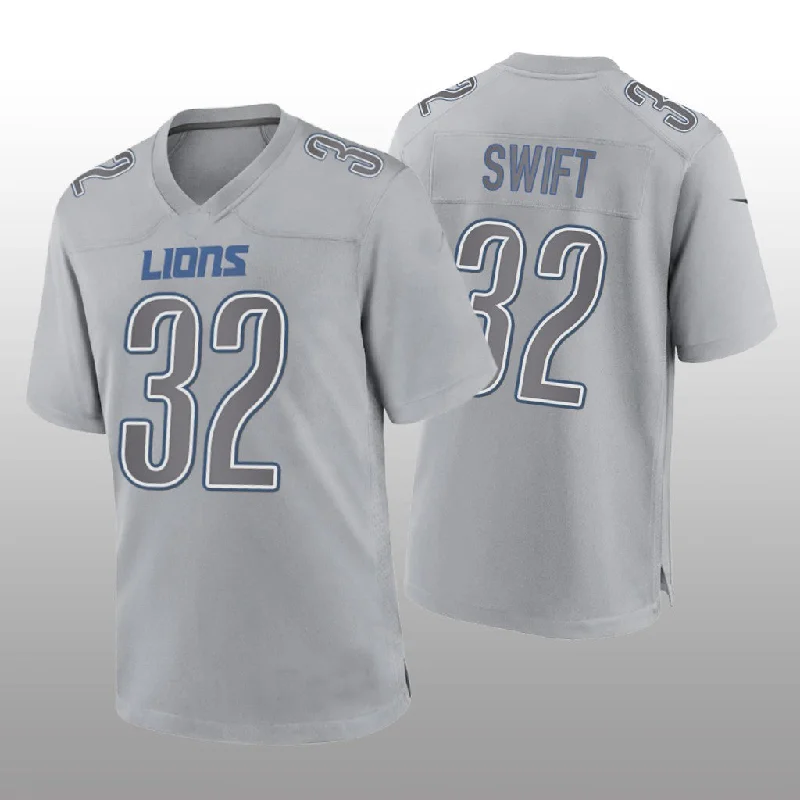 Rugby Jersey for Team Play-D.Lions #32 D'Andre Swift  Gray Game Atmosphere Jersey Stitched American Football Jerseys