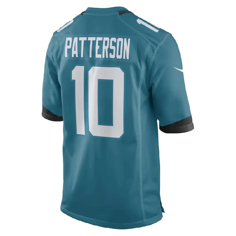 Best Rugby Jersey for Youth Players-J.Jaguars #10 Riley Patterson Teal Game Player Jersey Stitched American Football Jerseys