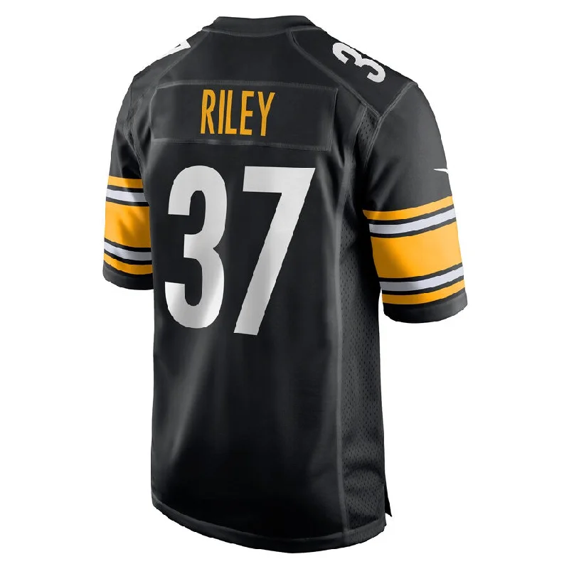 Rugby Jersey with Performance Features for Athletes-P.Steelers #37 Elijah Riley Black Game Player Jersey Stitched American Football Jerseys