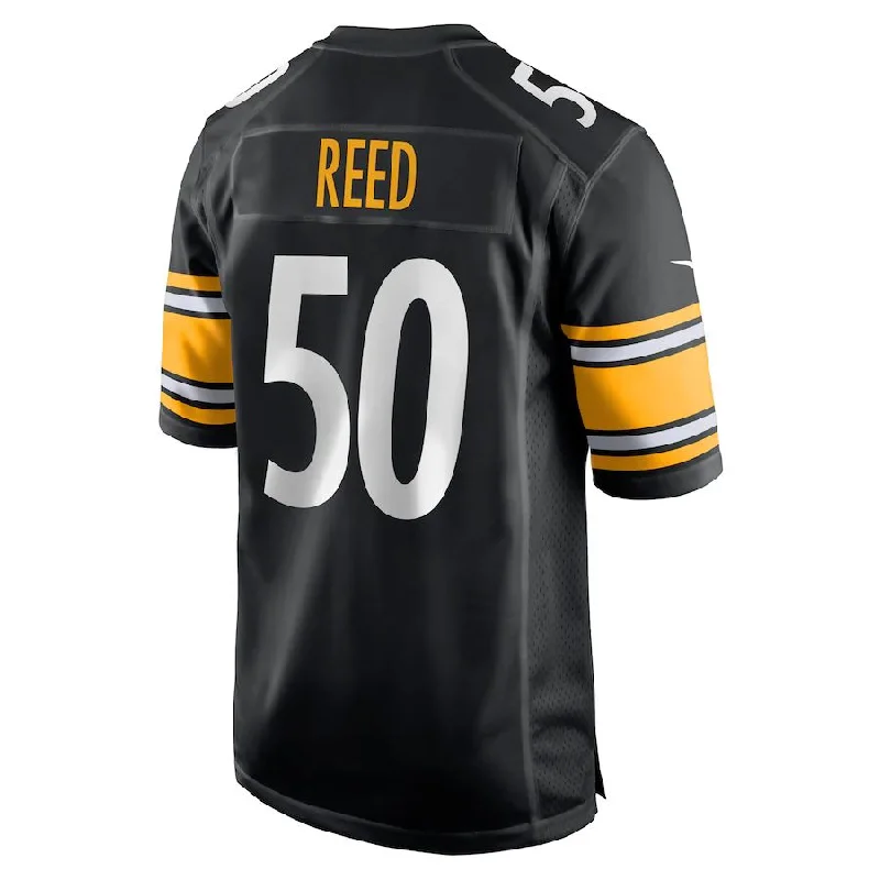 Rugby Jersey for Pro-Level Performance and Comfort-P.Steelers #50 Malik Reed Black Game Player Jersey Stitched American Football Jerseys