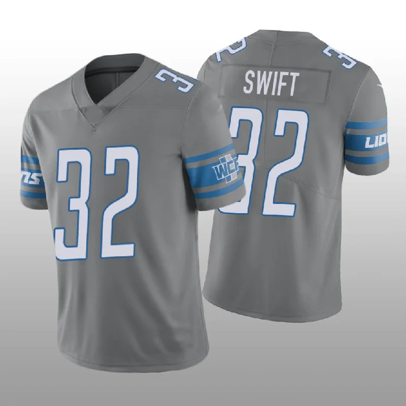 Lightweight Rugby Jersey for Fast Play-D.Lions NO. 32 D'Andre Swift Silver Vapor Limited Jersey Stitched American Football Jerseys