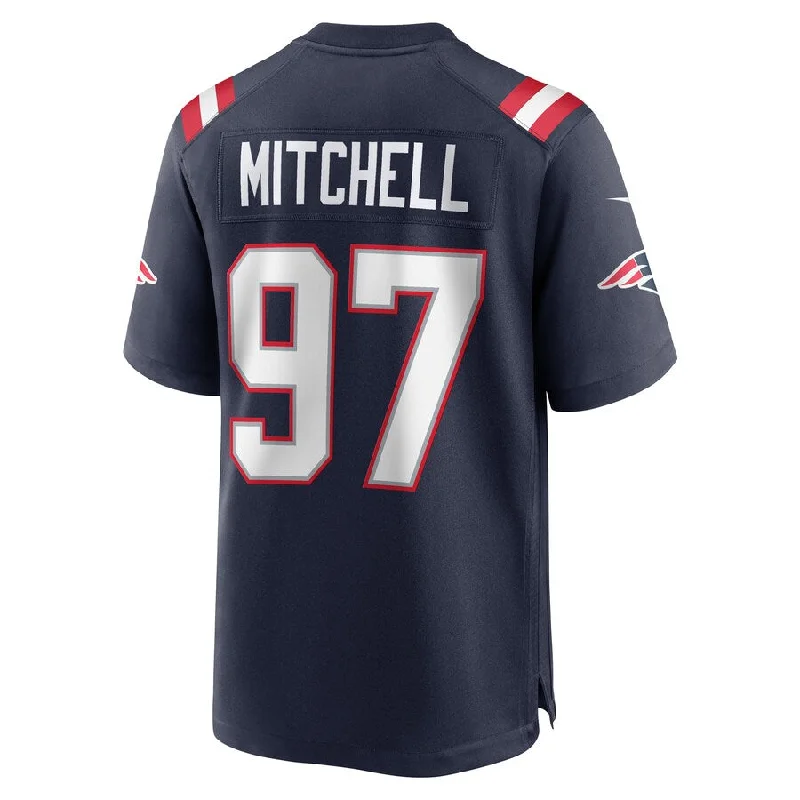 Rugby Jersey for Softness and Comfort-NE.Patriots #97 DaMarcus Mitchell Navy Game Player Jersey Stitched American Football Jerseys