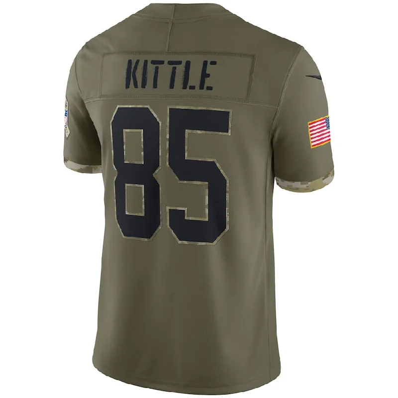 Rugby Jersey with Lightweight Construction for Fast Play-SF.49ers #85 George Kittle Olive 2022 Salute To Service Limited Jersey Stitched American Football Jerseys