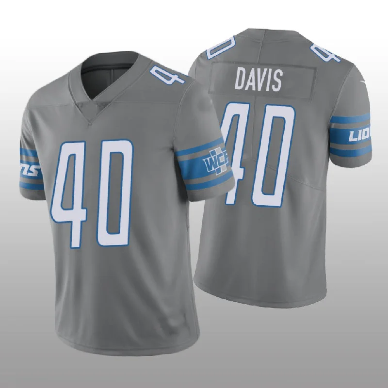 Durable Rugby Jersey for Tough Games-D.Lions NO. 40 Jarrad Davis Steel Vapor Limited Jersey Stitched American Football Jerseys