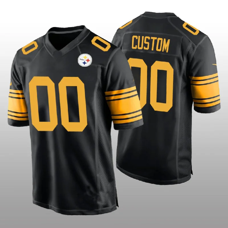 Rugby Jersey for Maximum Mobility and Breathability-Custom  P.Steelers Black Alternate Game Jersey Stitched American Football Jerseys