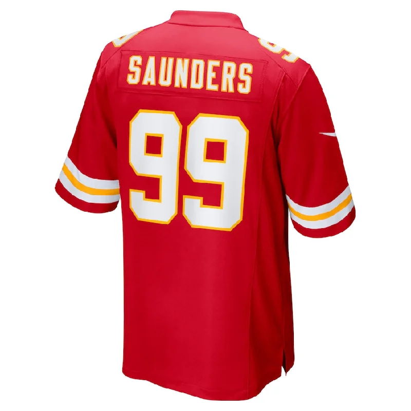 Rugby Jersey with Comfort Fit for All Players-KC.Chiefs #99 Khalen Saunders Red Game Jersey Stitched American Football Jerseys