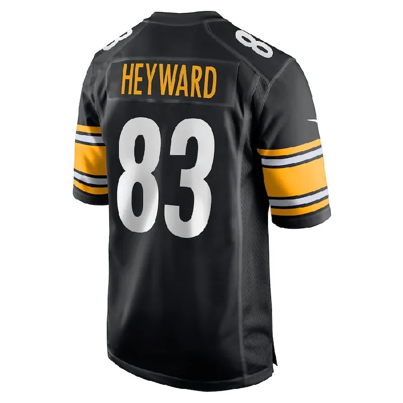 Rugby Jersey for Comfortable Fit for All Positions-P.Steelers #83 Connor Heyward Black Game Player Jersey Stitched American Football Jerseys