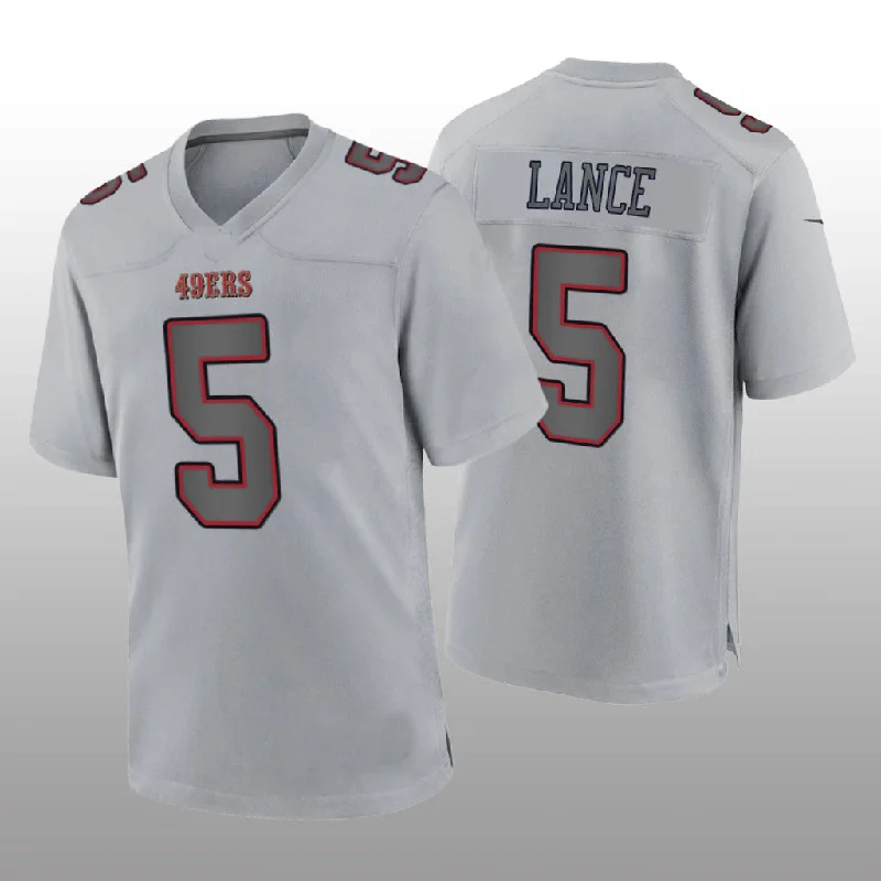 Rugby Jersey with Maximum Comfort for Long Games-SF.49ers #5 Trey Lance Gray Atmosphere Game Jersey Stitched American Football Jersey