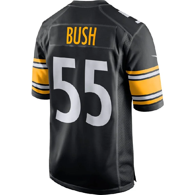 Rugby Jersey with Comfortable Stretch for Play-P.Steelers #55 Devin Bush Black Game Player Jersey Stitched American Football Jerseys